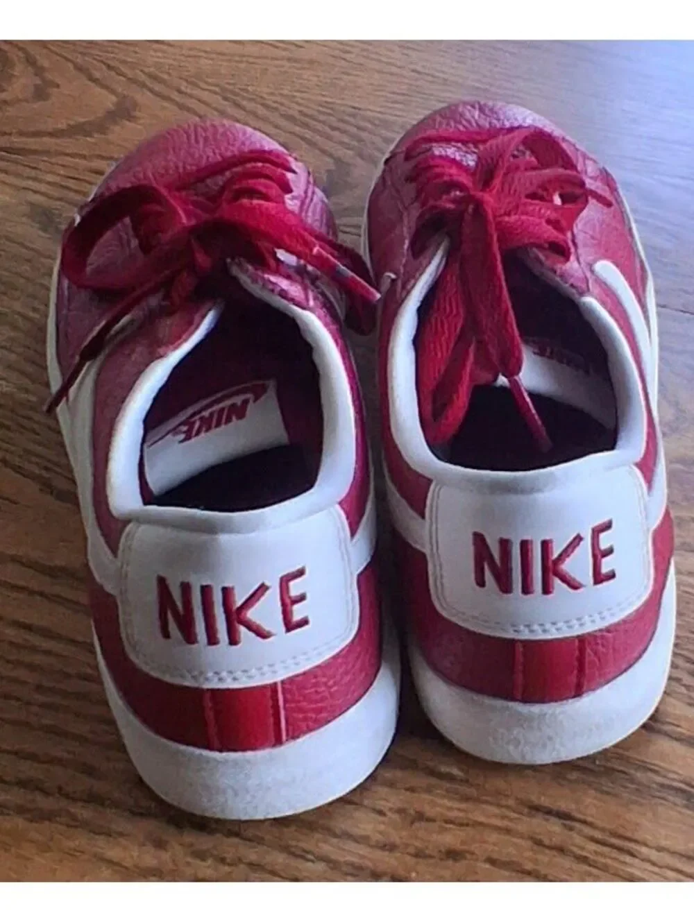 Nike Red Leather Low-Top Sneakers Women Size US 8